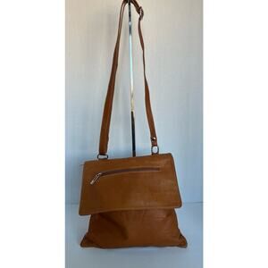 Vera Pelle Leather Cognac Brown Crossbody Shoulder Purse  Bag